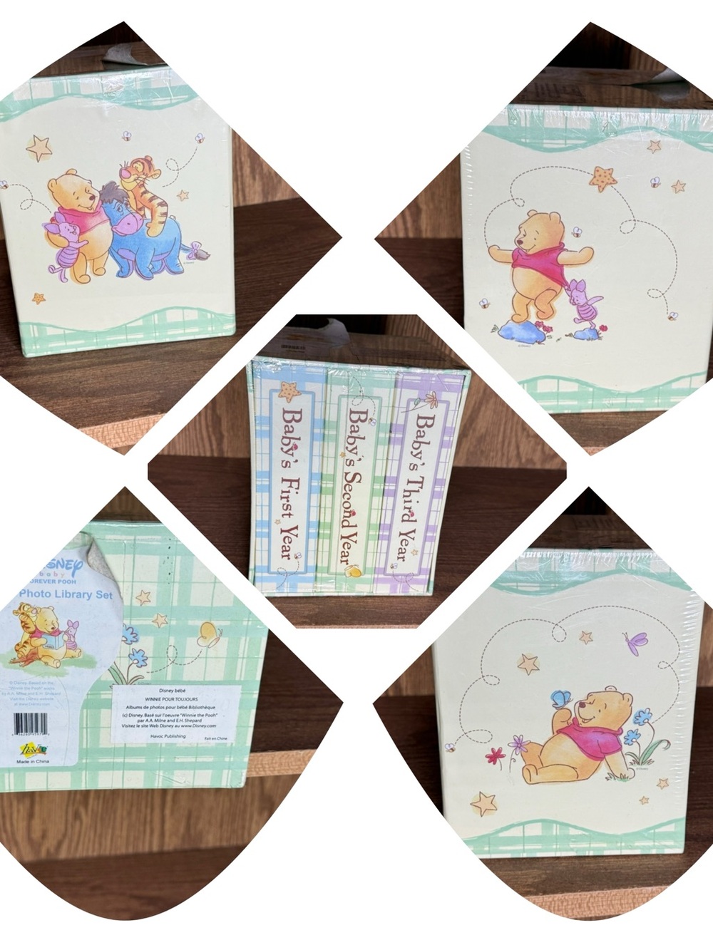 Disney Baby Winnie the Pooh Photo Library Set - Mint Green, Cream, Yellow